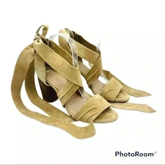 Raye Taupe Suede Wrap Heeled Sandals - Picture 1 of 6
